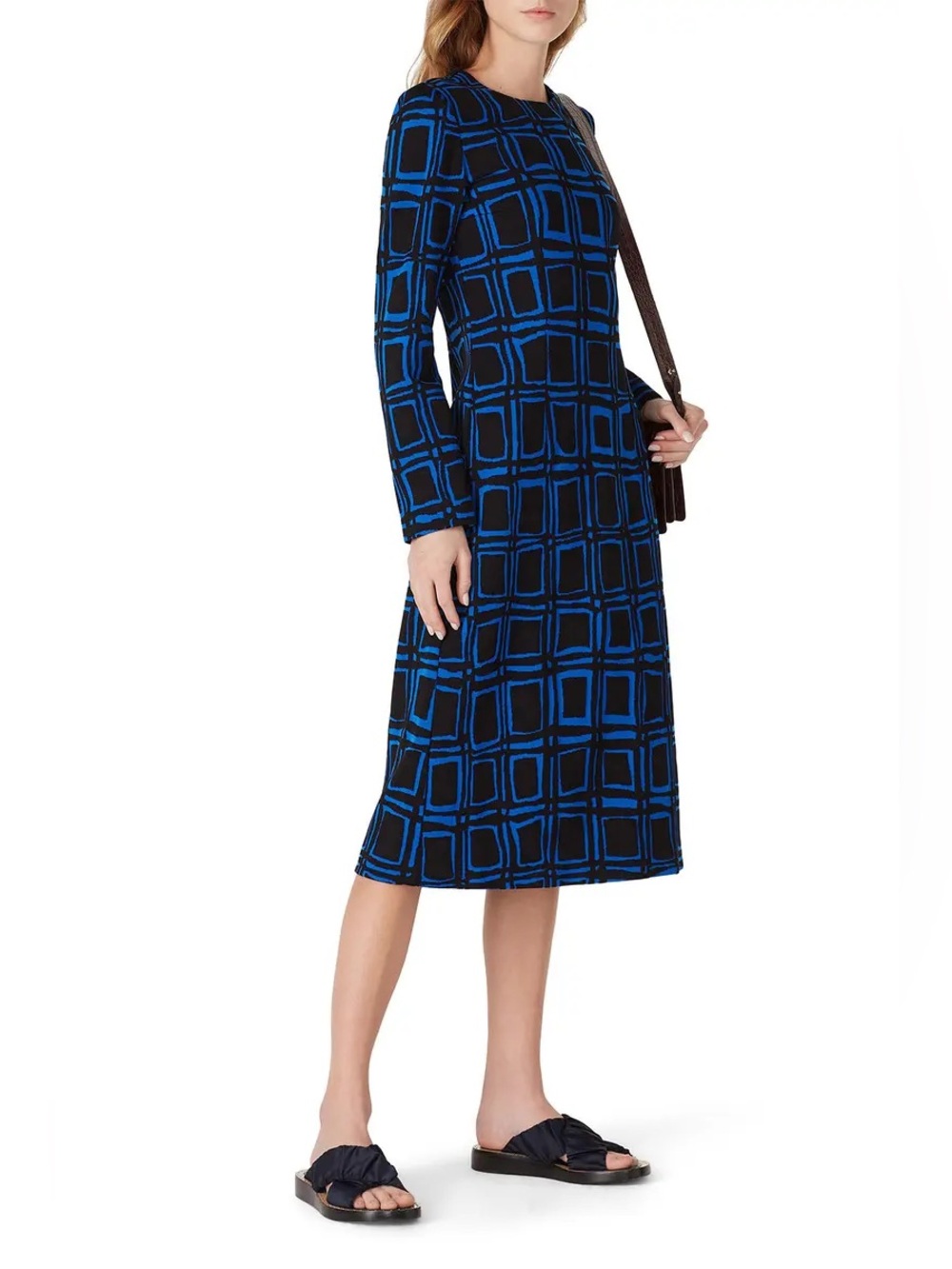 Marni Electric Blue Printed Shift Cotton Dress size 48 or US 12
